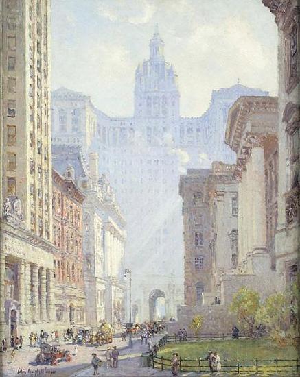 Colin Campbell Cooper Chambers Street and the Municipal Building, N.Y.C. Spain oil painting art